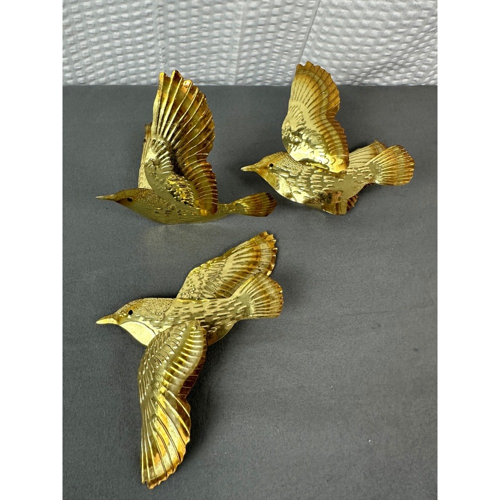 3 Vintage Home Interiors Metal Birds in Flight Wall Hanging Decor Retro MCM - Picture 2 of 9